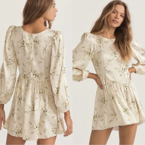 LoveShackFancy Garcia Scoop Neck Button Mini Dress Floral - Picture 2 of 16